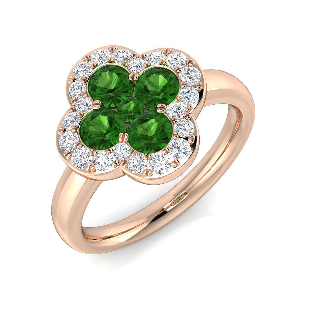 Clover Diamond Ring 0.42ct–1.17ct – SR2906~TS – 18k Rose Gold