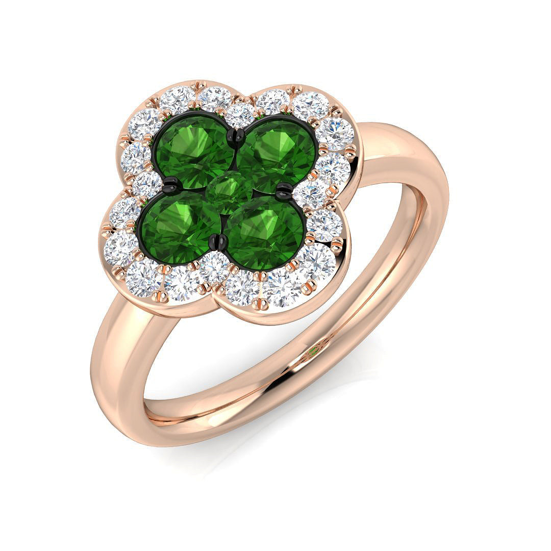 Clover Diamond Ring 0.42ct–1.17ct – SR2906~TS – 18k Rose Gold