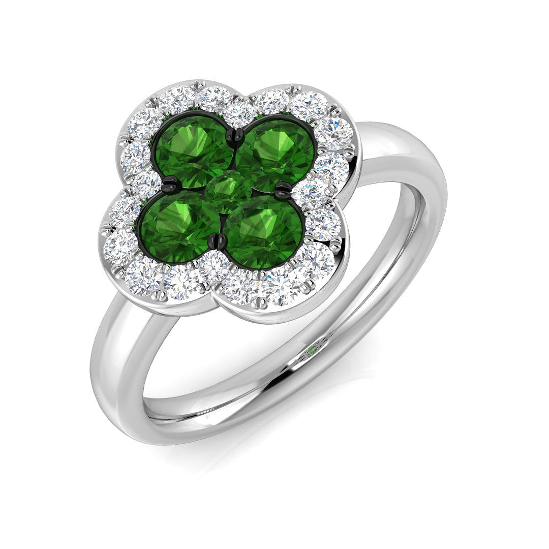 Clover Diamond Ring 0.42ct–1.17ct – SR2906~TS – 18k White Gold