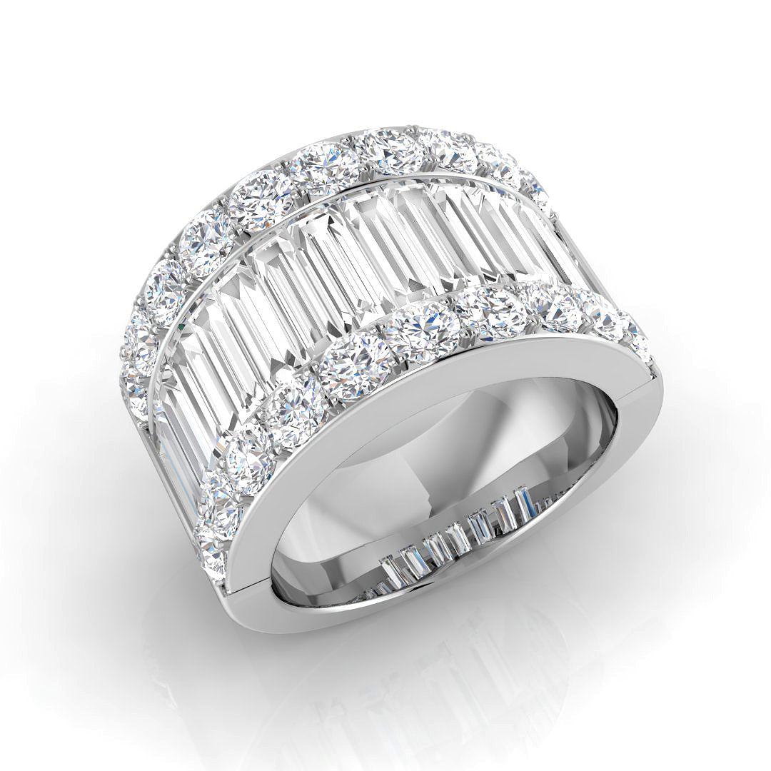 Baguette & Brilliant Diamond Ring 0.44ct–4.07ct – SR298 – 18k White Gold