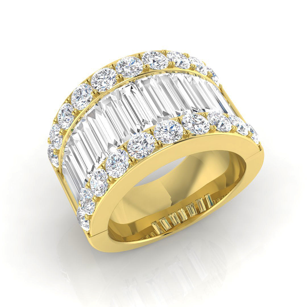 Baguette & Brilliant Diamond Ring 0.44ct–4.07ct – SR298 – 18k Yellow Gold