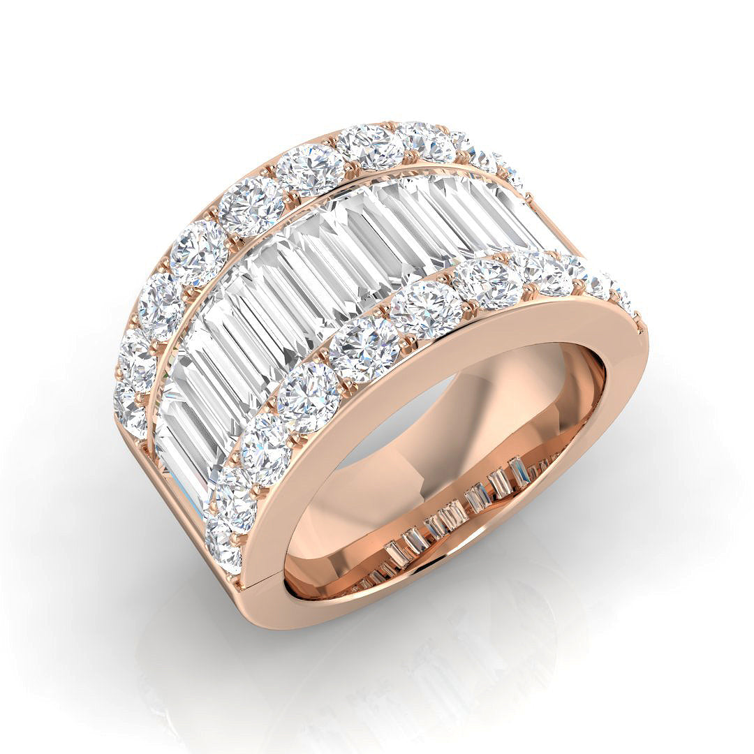 Baguette & Brilliant Diamond Ring 0.44ct–4.07ct – SR298 – 18k Rose Gold
