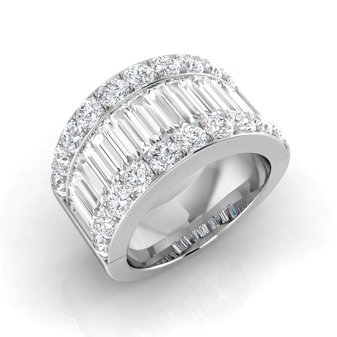 Baguette & Brilliant Diamond Ring 0.44ct–4.07ct – SR298 – 18k White Gold