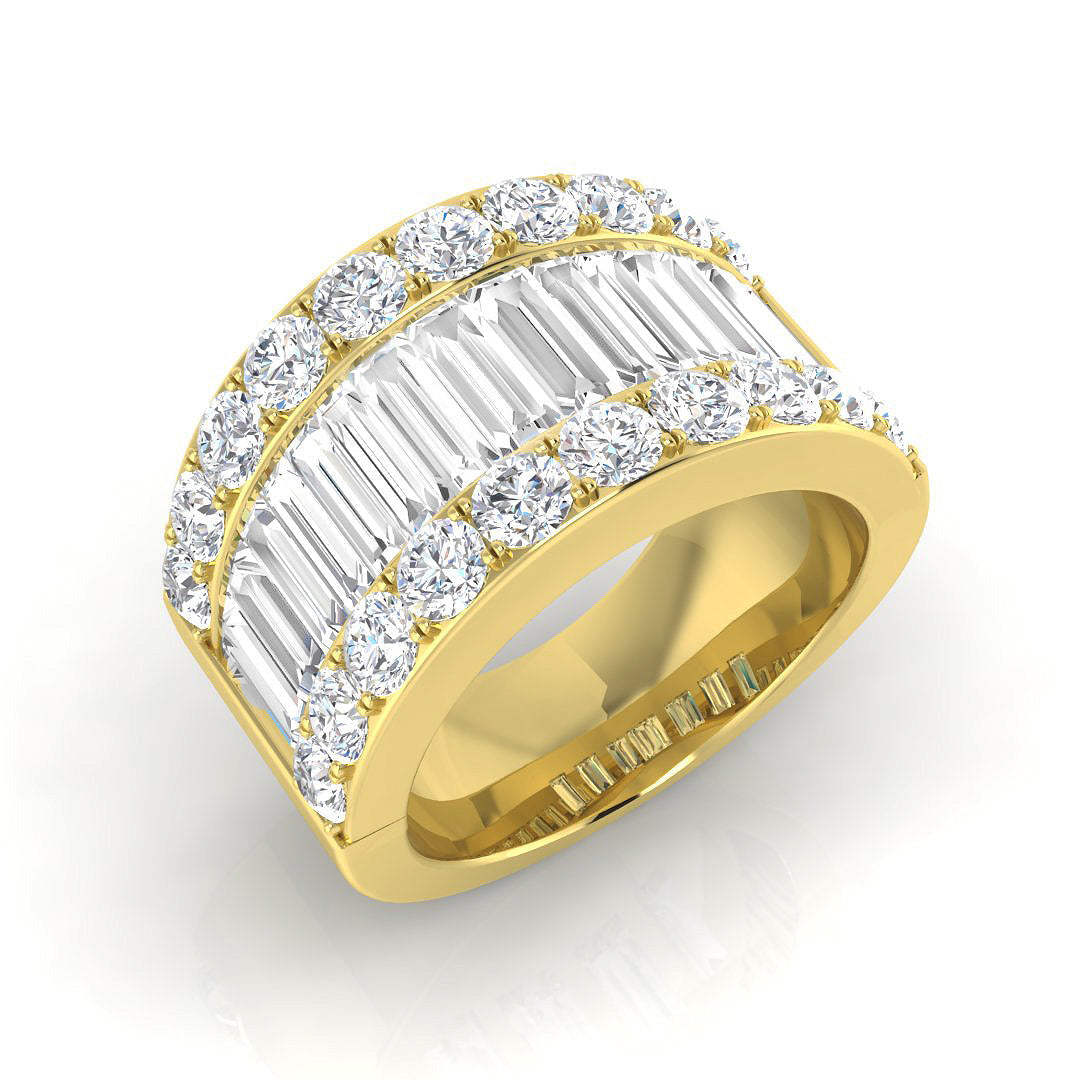 Baguette & Brilliant Diamond Ring 0.44ct–4.07ct – SR298 – 18k Yellow Gold