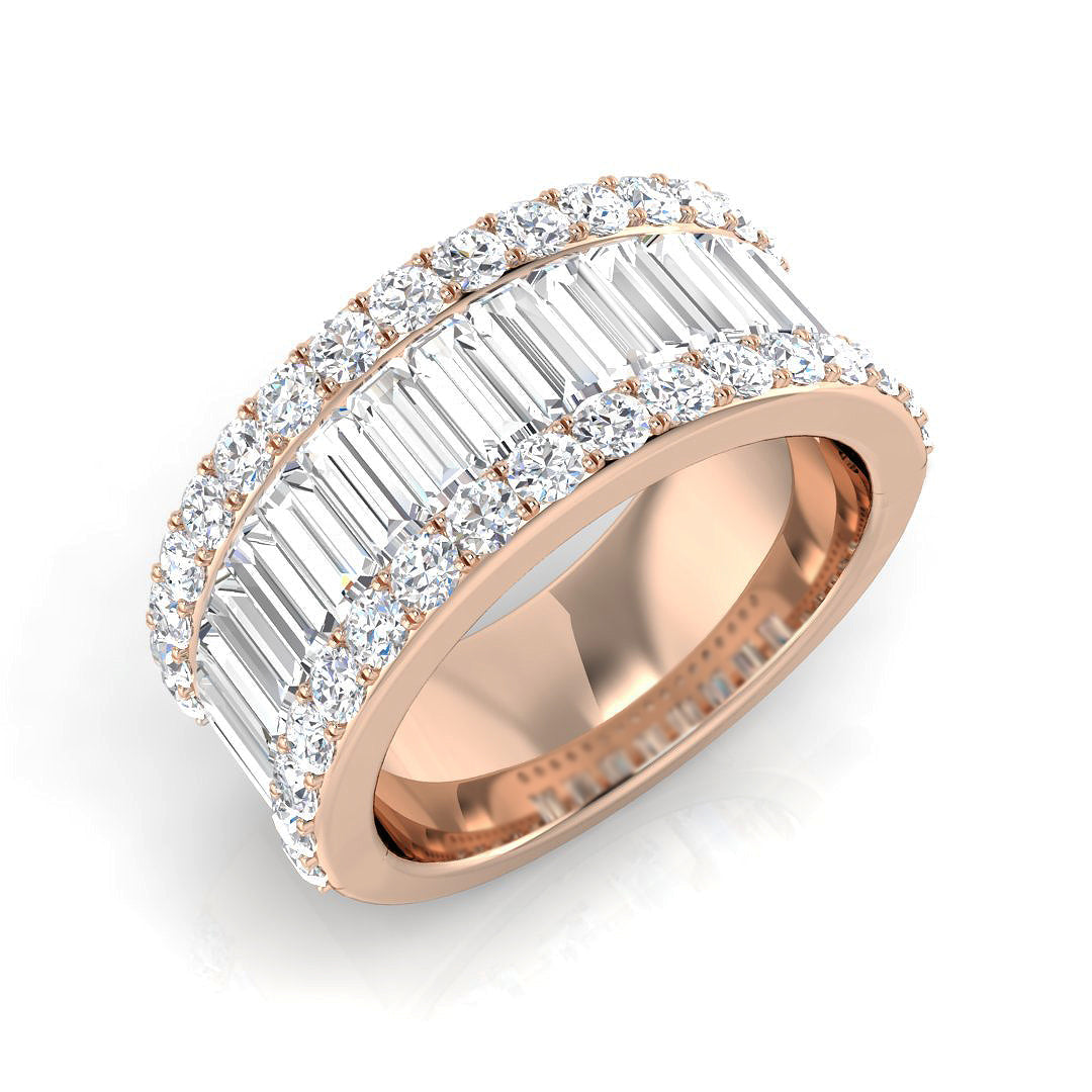 Baguette & Brilliant Diamond Ring 0.44ct–4.07ct – SR298 – 18k Rose Gold