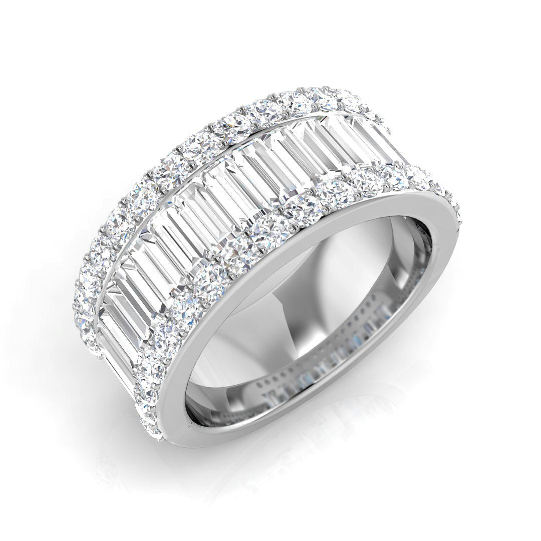 Baguette & Brilliant Diamond Ring 0.44ct–4.07ct – SR298 – 18k White Gold
