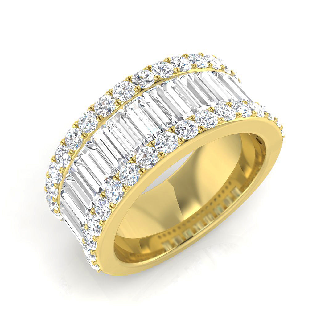 Baguette & Brilliant Diamond Ring 0.44ct–4.07ct – SR298 – 18k Yellow Gold