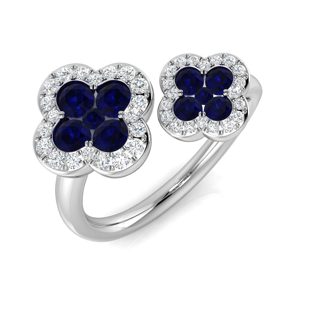 Clover Diamond Ring 1.17ct – SR3009~BS – 18k White Gold