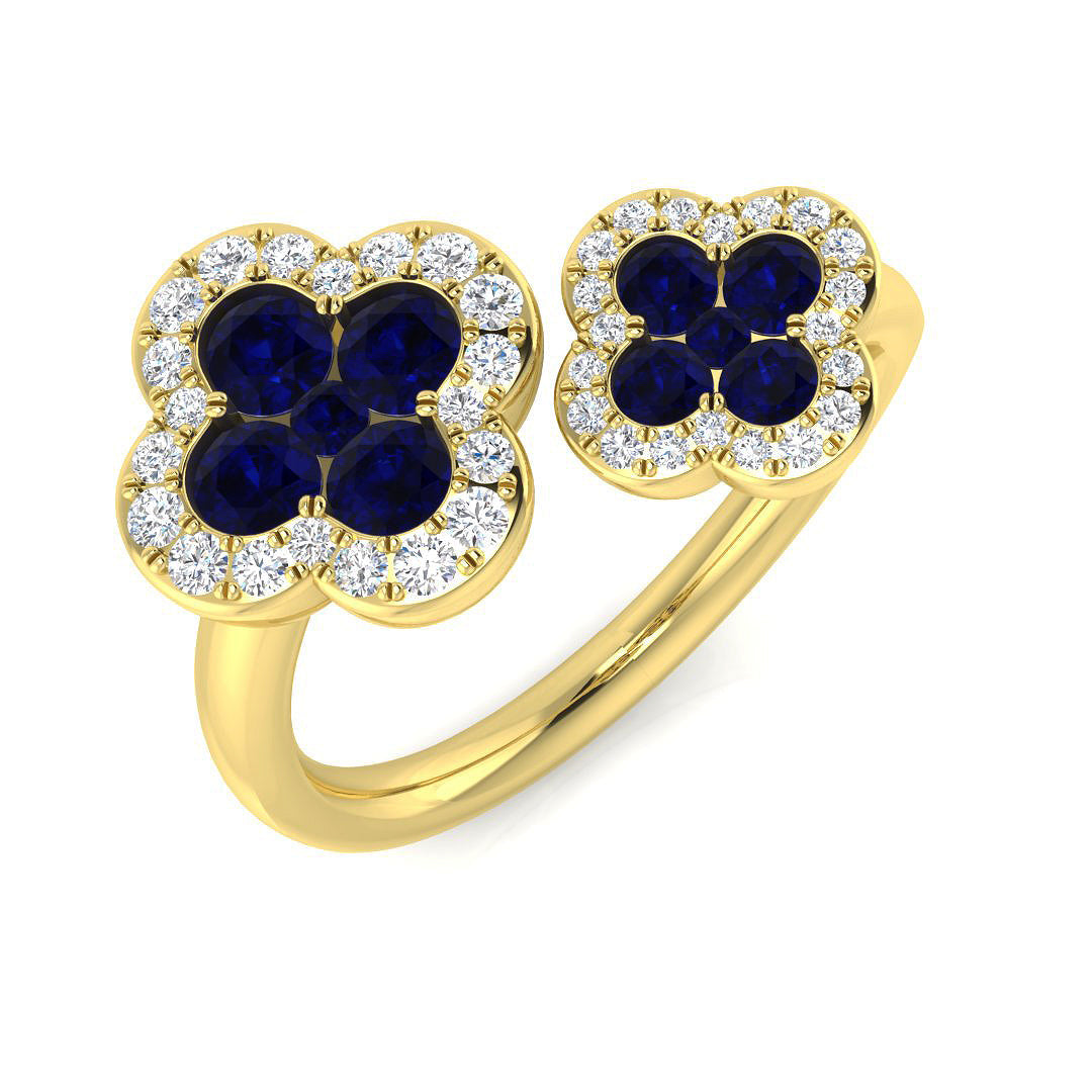 Clover Diamond Ring 1.17ct – SR3009~BS – 18k Yellow Gold