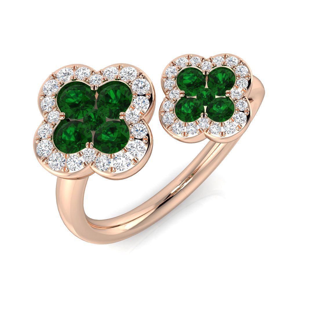 Clover Diamond Ring 0.9ct – SR3009~EM – 18k Rose Gold