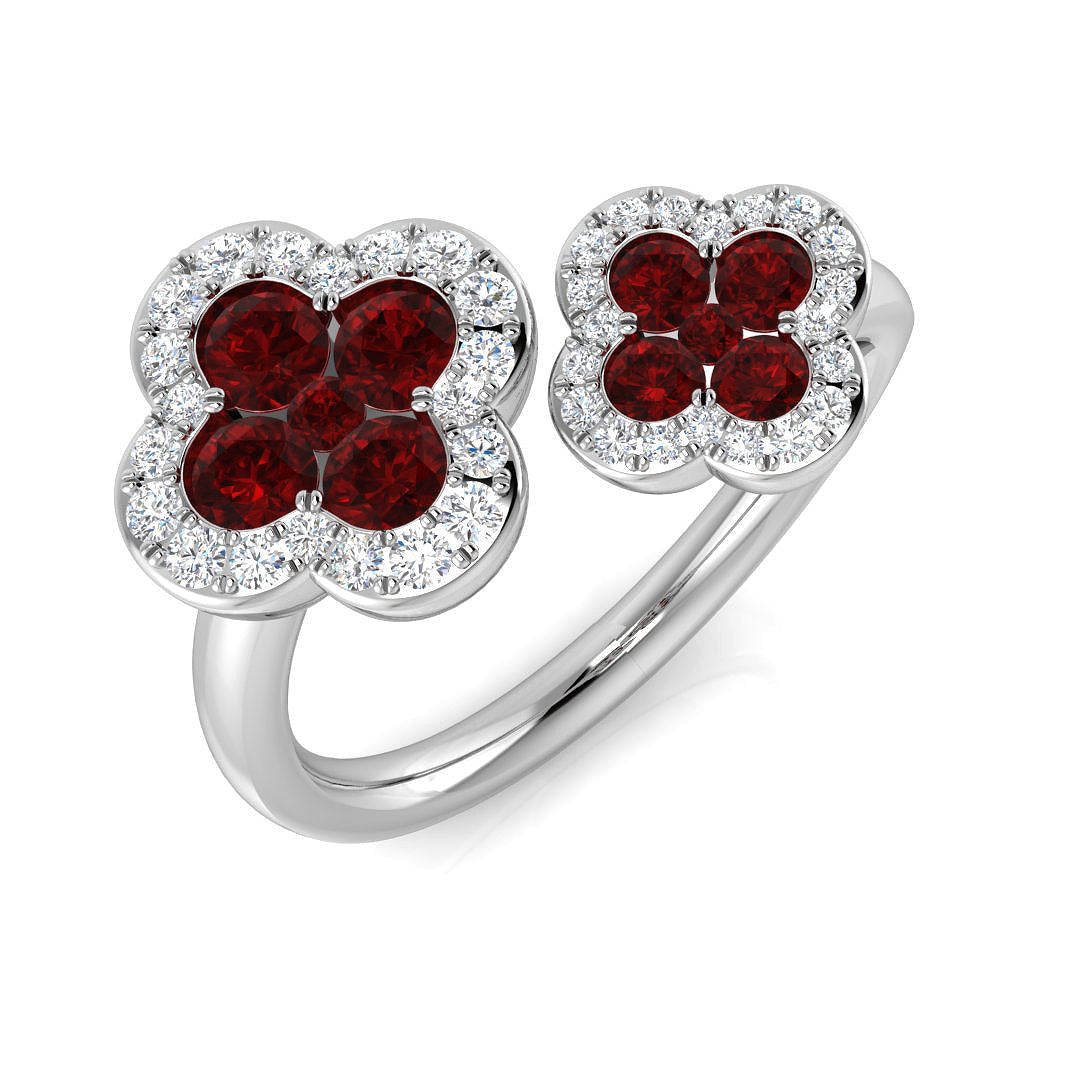 Clover Diamond Ring 1.02ct – SR3009~RY – 18k White Gold