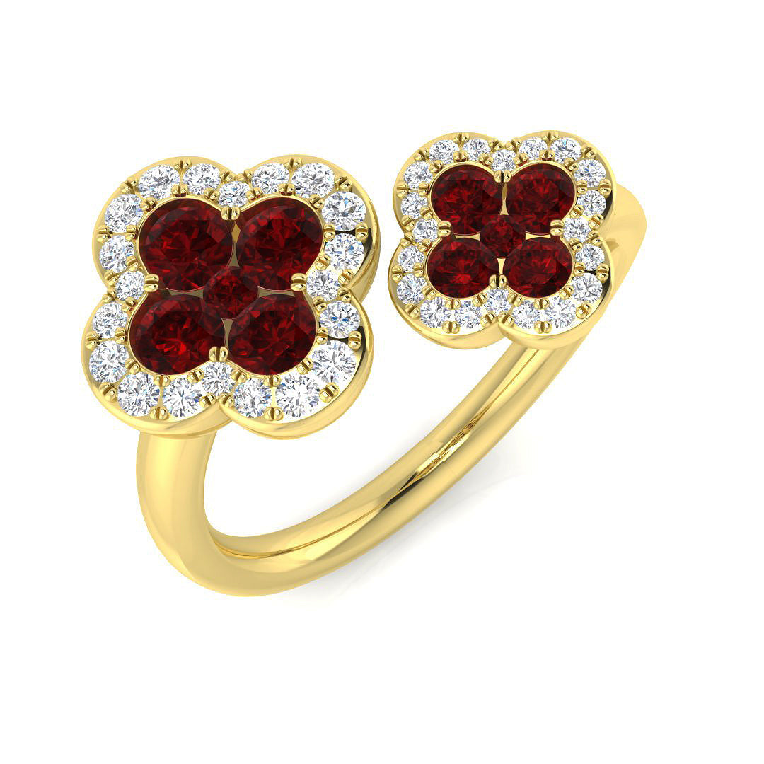 Clover Diamond Ring 1.02ct – SR3009~RY – 18k Yellow Gold