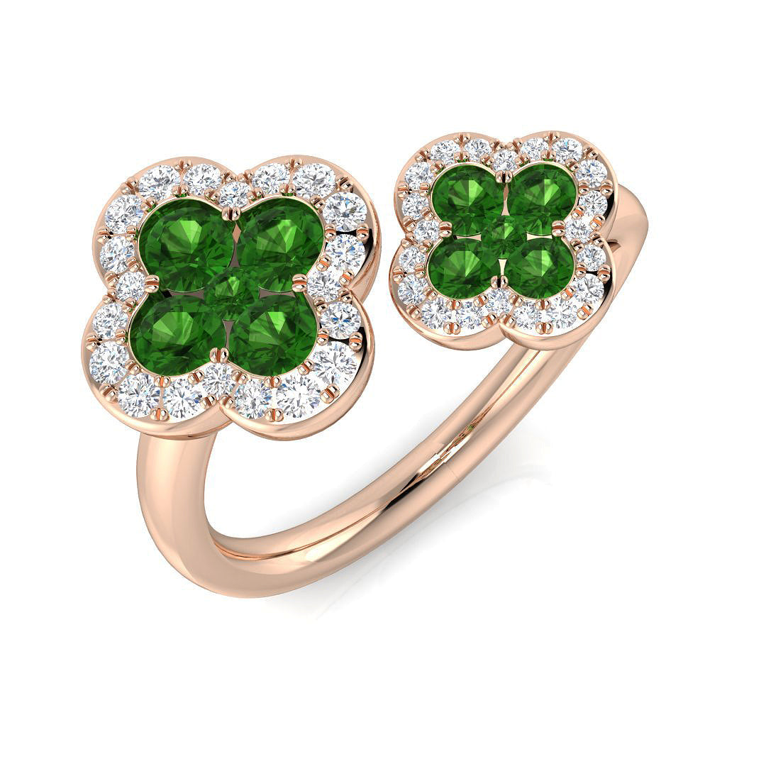 Clover Diamond Ring 0.86ct – SR3009~TS – 18k Rose Gold