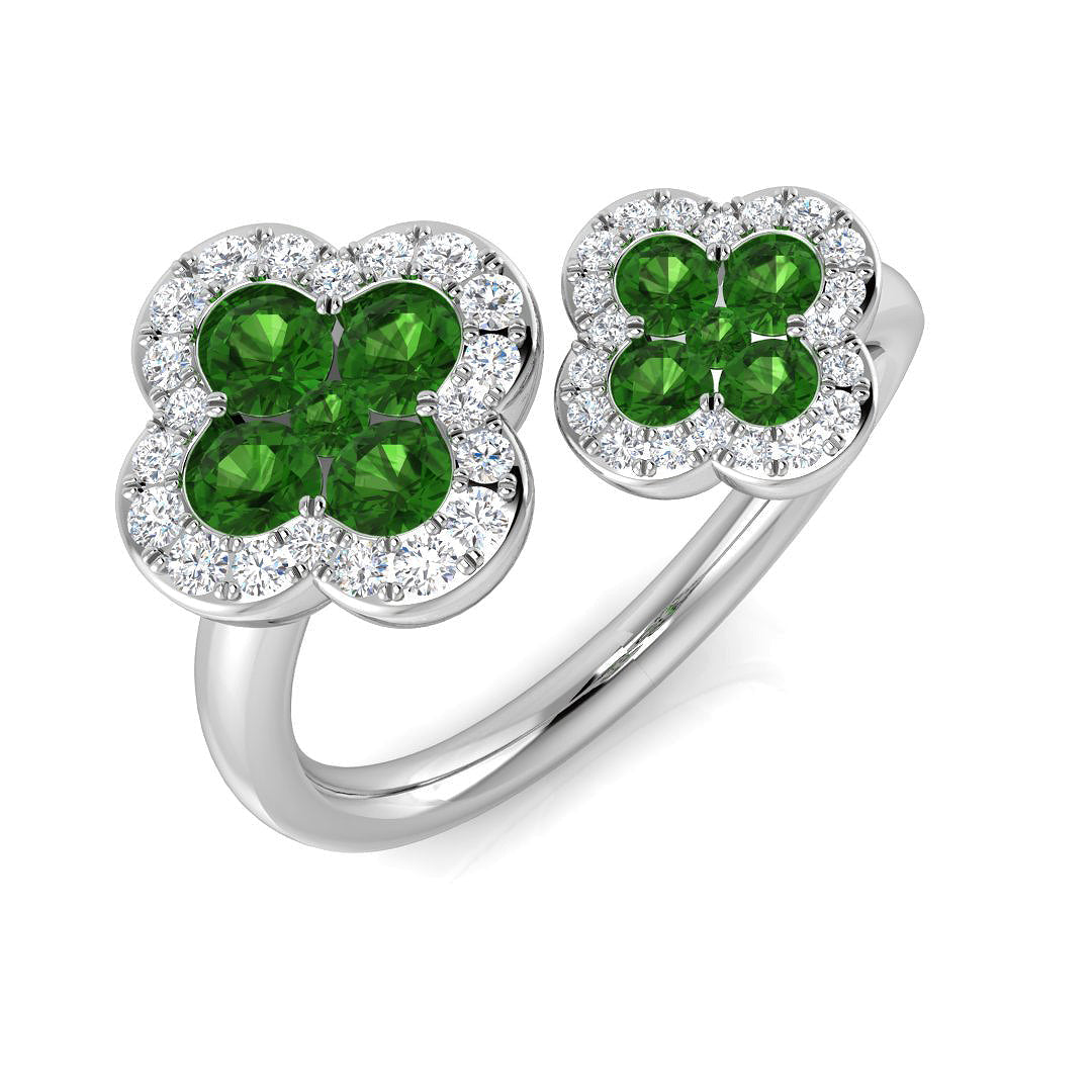 Clover Diamond Ring 0.86ct – SR3009~TS – 18k White Gold