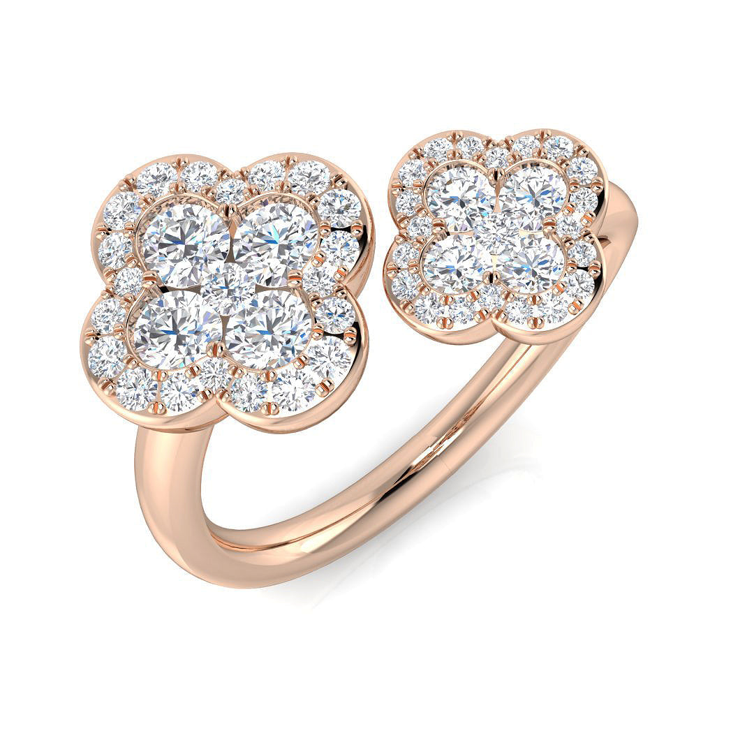 Clover Diamond Ring 0.82ct–0.93ct – SR2905 – 18k Rose Gold