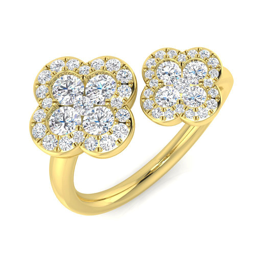 Clover Diamond Ring 0.82ct–0.93ct – SR2905 – 18k Yellow Gold