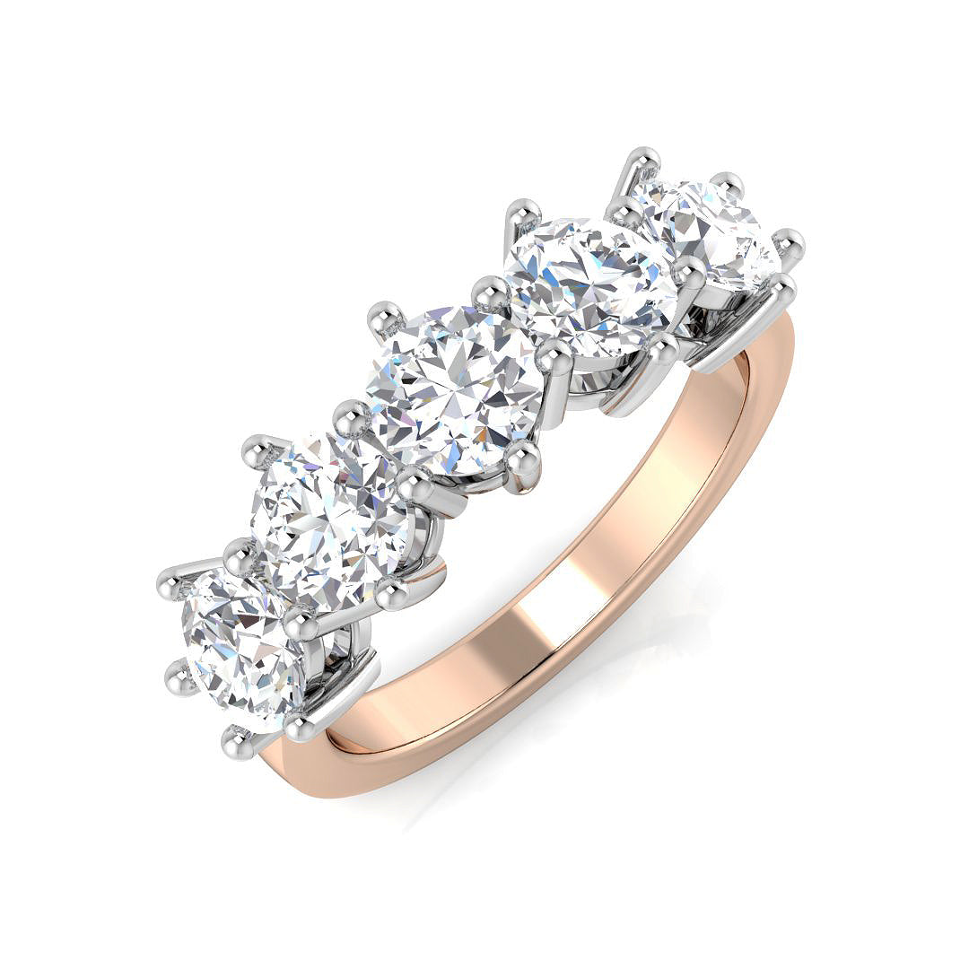Five Stone Diamond Ring 0.97ct–3.07ct – SR3034 – 18k Rose Gold