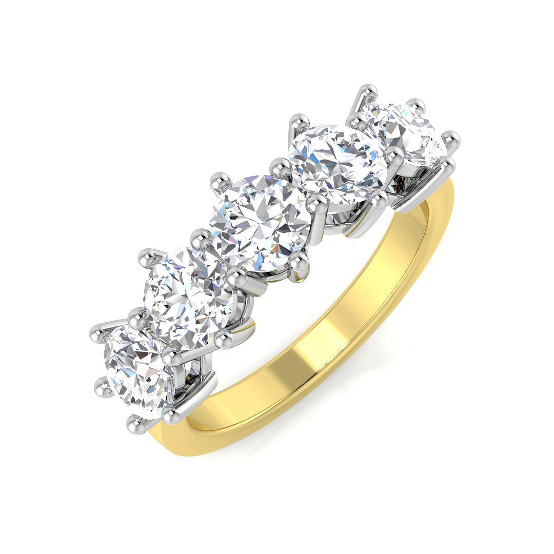 Five Stone Diamond Ring 0.97ct–3.07ct – SR3034 – 18k Yellow Gold