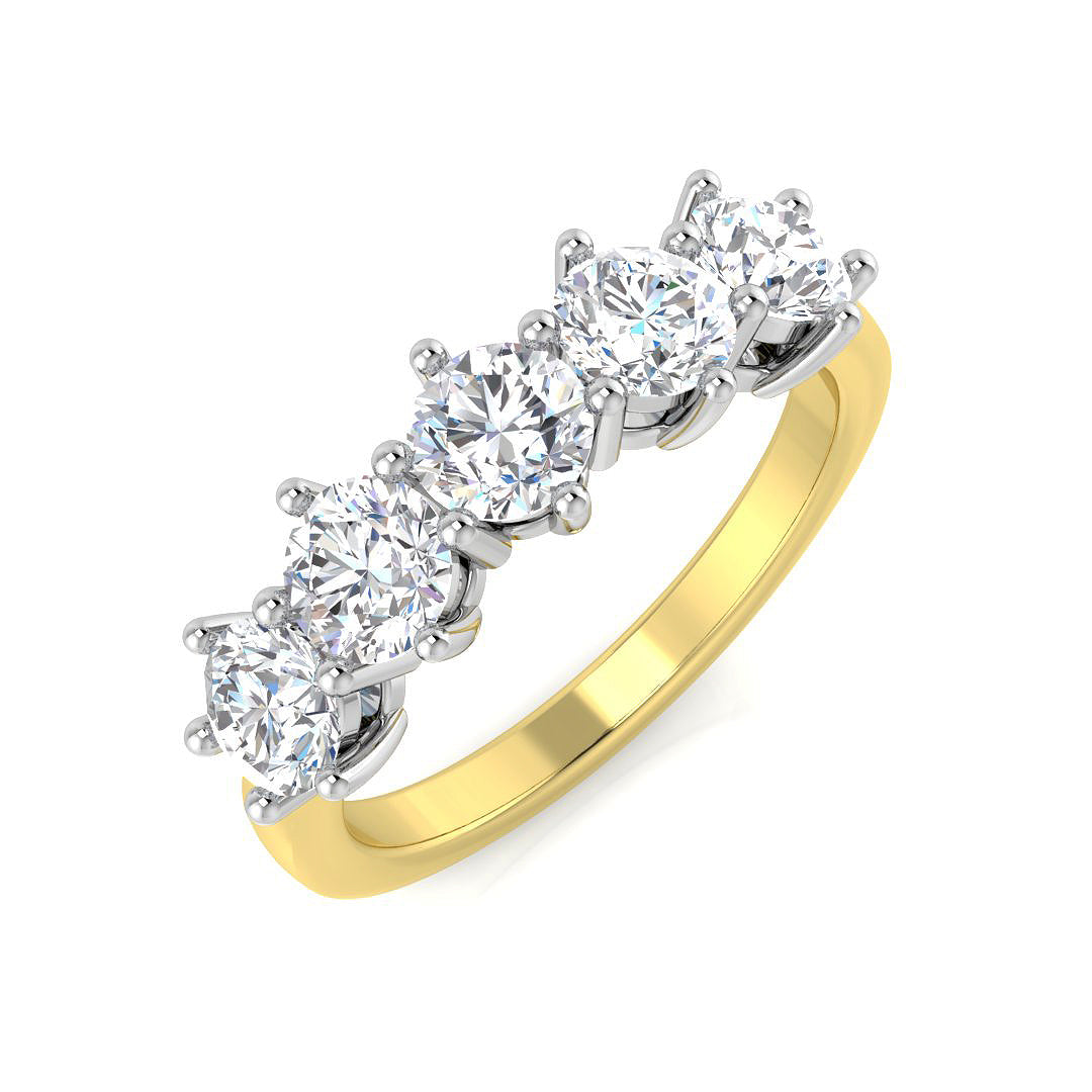 Five Stone Diamond Ring 0.97ct–3.07ct – SR3034 – 18k Yellow Gold