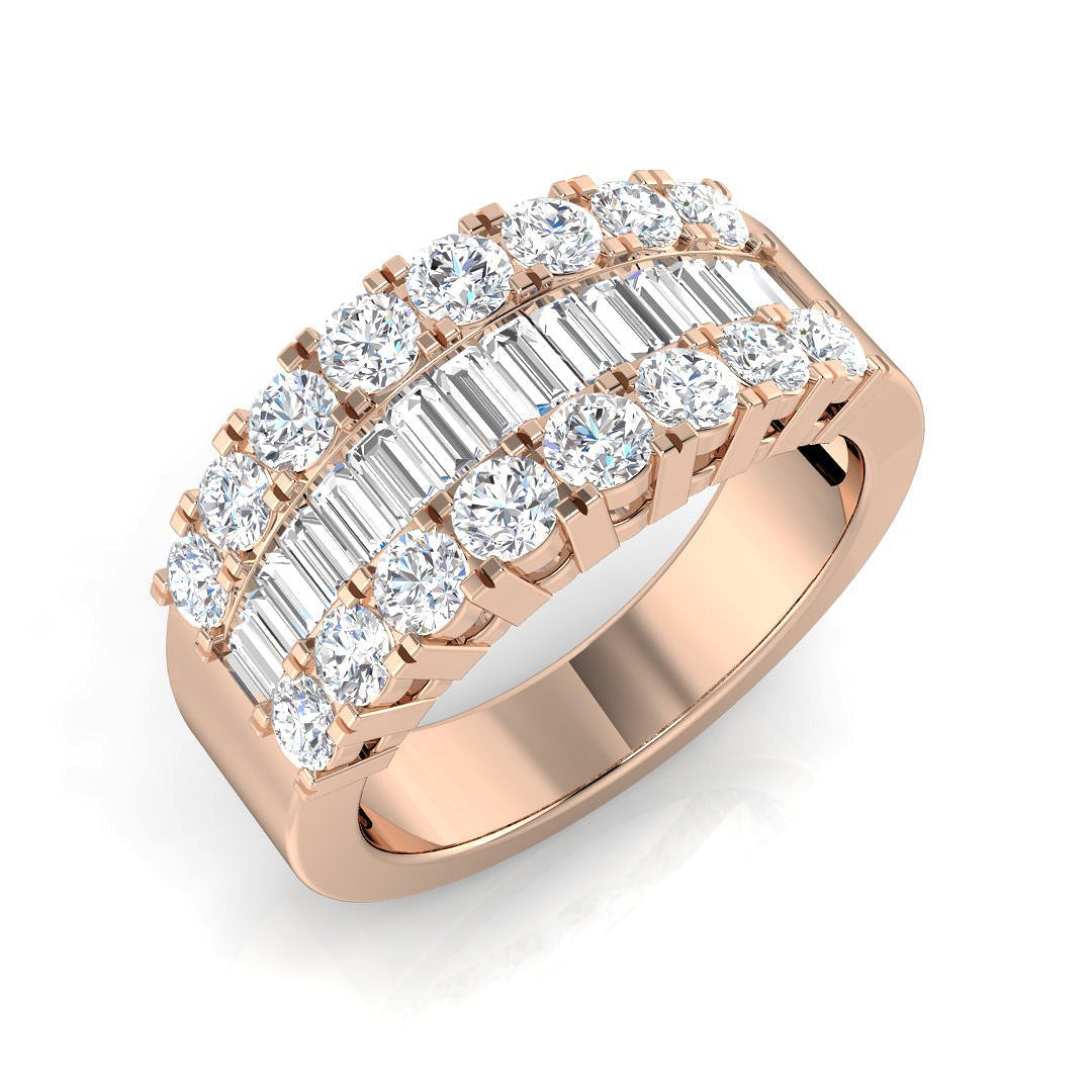 Baguette & Brilliant Diamond Ring 1.54ct–3.06ct – SR864 – 18k Rose Gold