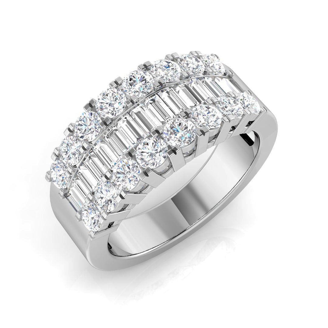 Baguette & Brilliant Diamond Ring 1.54ct–3.06ct – SR864 – 18k White Gold