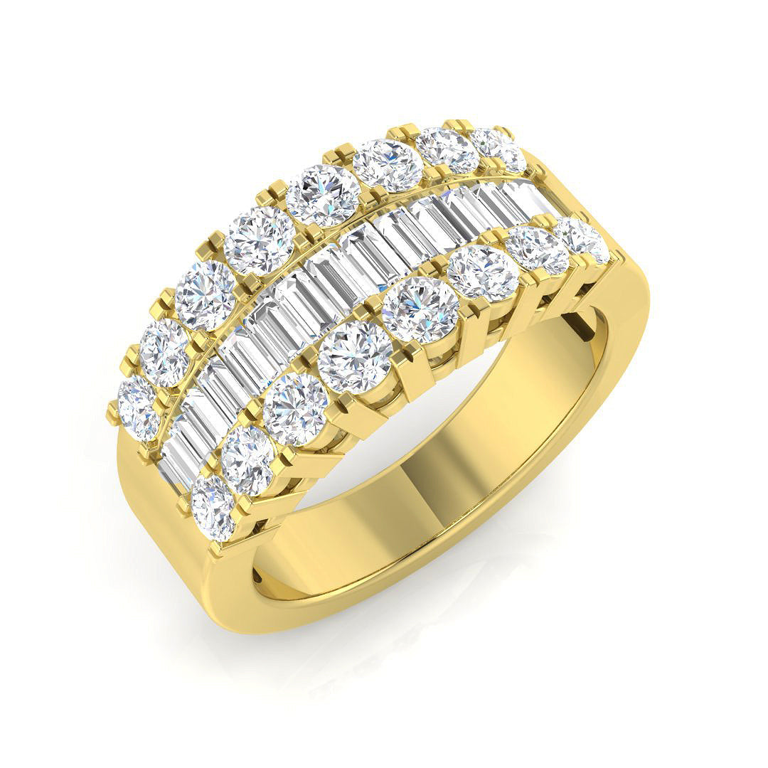 Baguette & Brilliant Diamond Ring 1.54ct–3.06ct – SR864 – 18k Yellow Gold