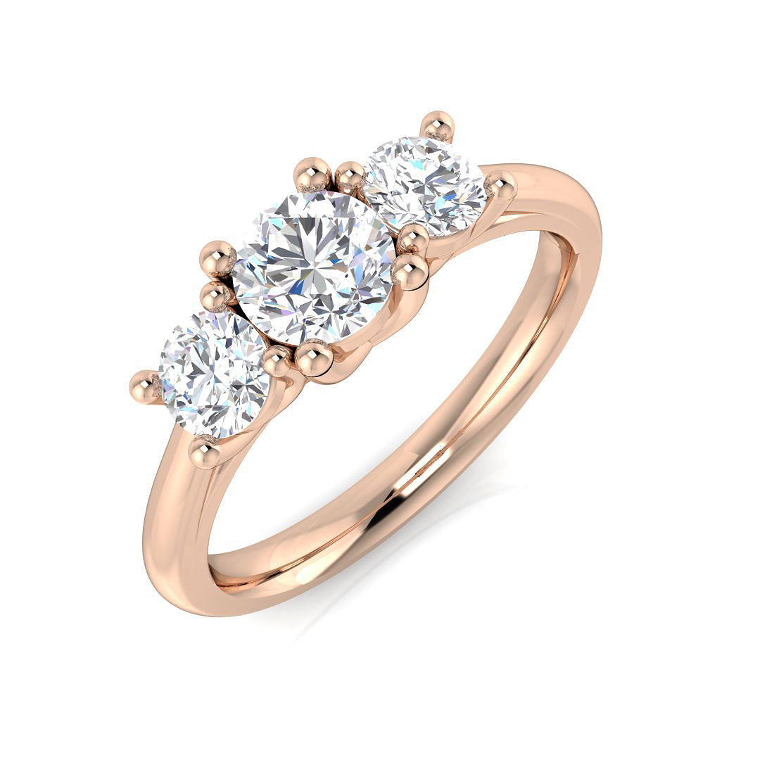 Three Stone Diamond Ring 1.09ct – SR3167 – 18k Rose Gold