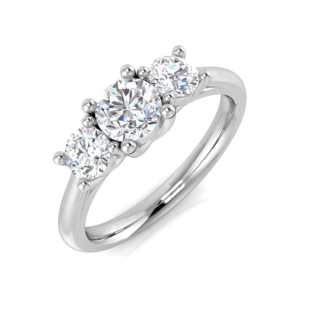 Three Stone Diamond Ring 1.09ct – SR3167 – 18k White Gold