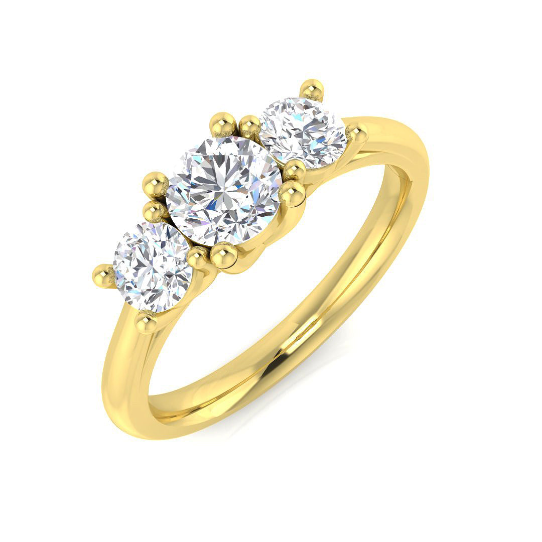 Three Stone Diamond Ring 1.09ct – SR3167 – 18k Yellow Gold