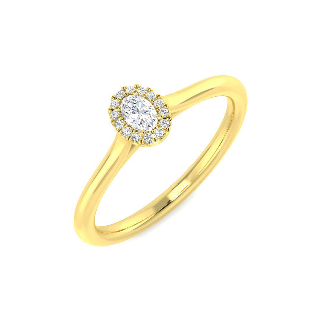Halo Diamond Ring 0.14ct – SR3169 – 18k Yellow Gold