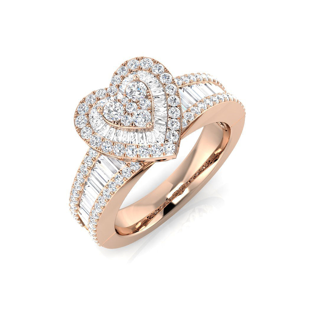 Baguette & Brilliant Diamond Ring 1.1ct–2.68ct – SR246 – 18k Rose Gold