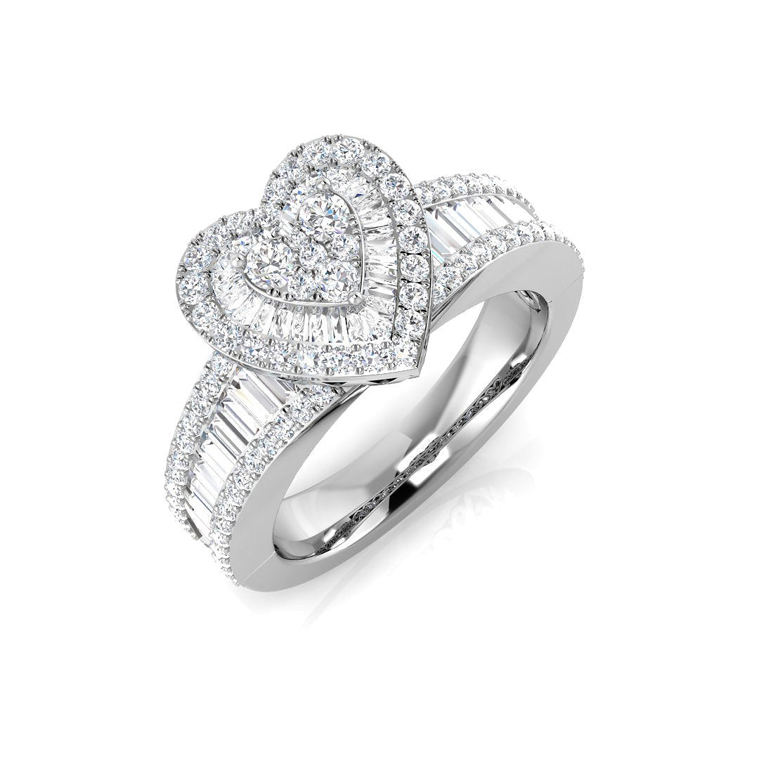 Baguette & Brilliant Diamond Ring 1.1ct–2.68ct – SR246 – 18k White Gold