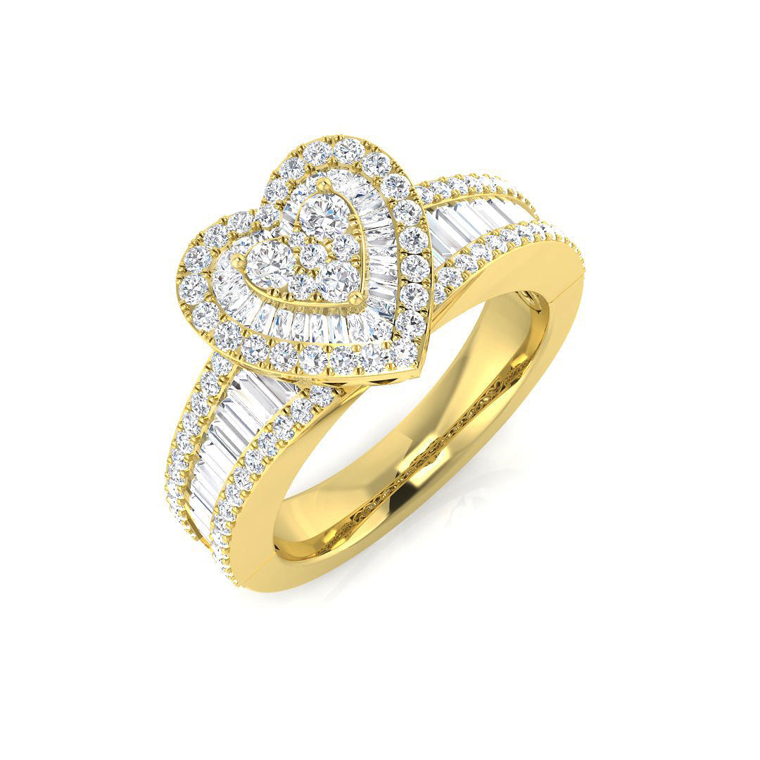 Baguette & Brilliant Diamond Ring 1.1ct–2.68ct – SR246 – 18k Yellow Gold