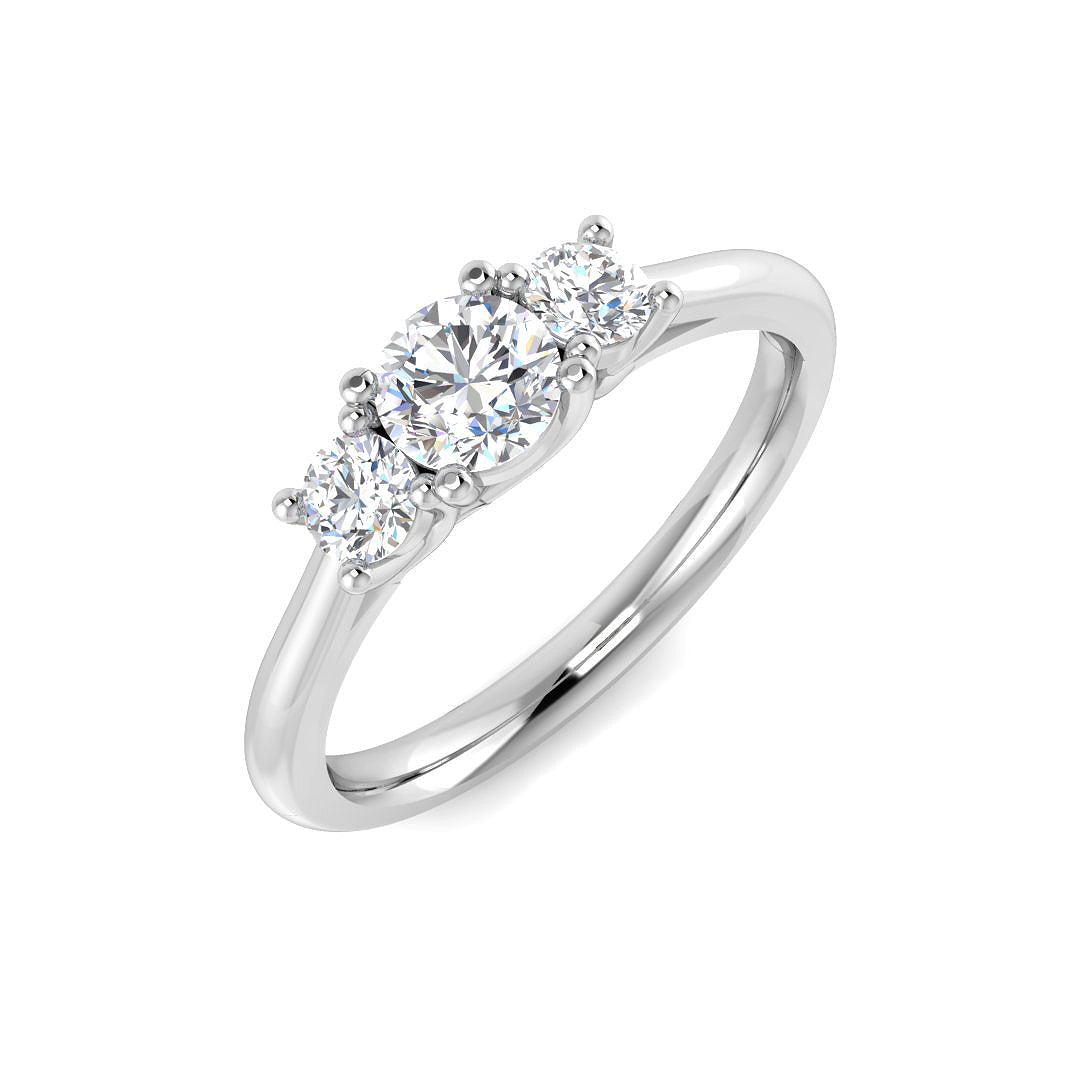 Three Stone Diamond Ring 0.67ct – SR3177 – 18k White Gold