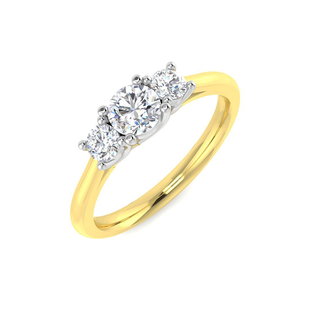 Three Stone Diamond Ring 0.67ct – SR3177 – 18k Yellow Gold