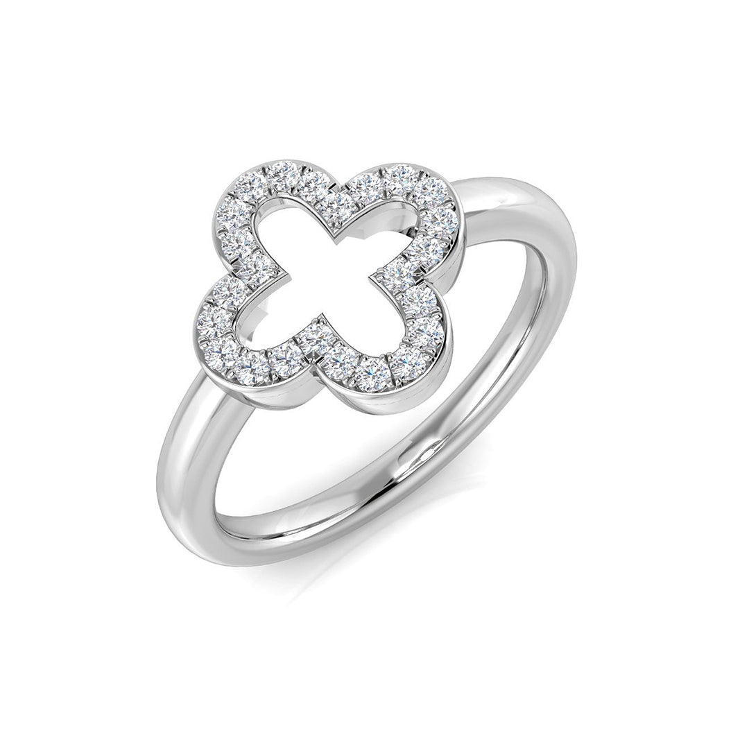 Clover Diamond Ring 0.16ct – SR3210 – 18k White Gold