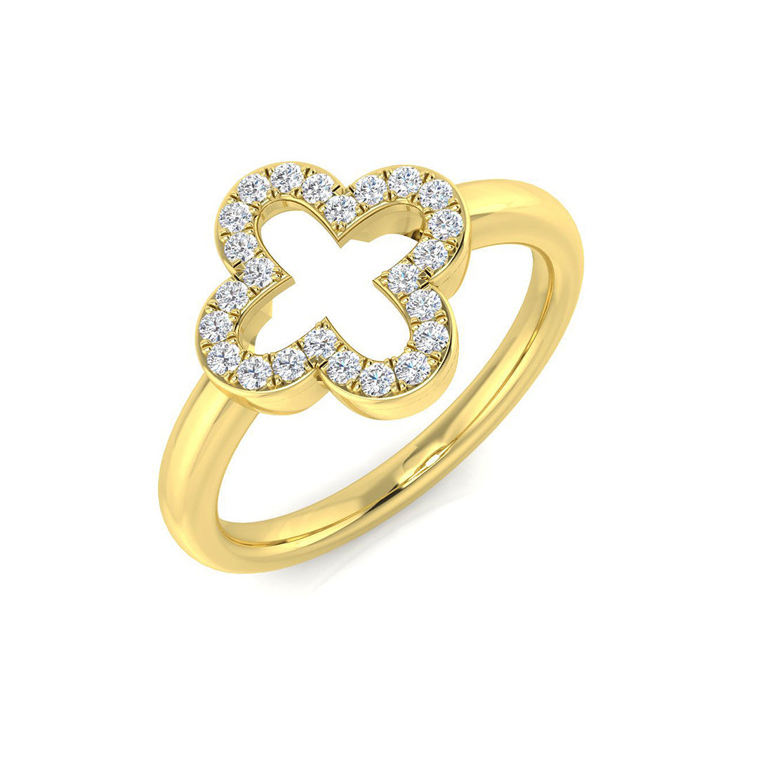 Clover Diamond Ring 0.16ct – SR3210 – 18k Yellow Gold
