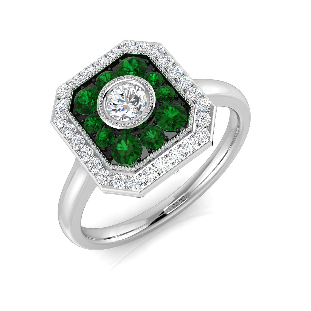 Vintage Diamond Ring 0.35ct–0.66ct – SL8503~EM – 18k White Gold