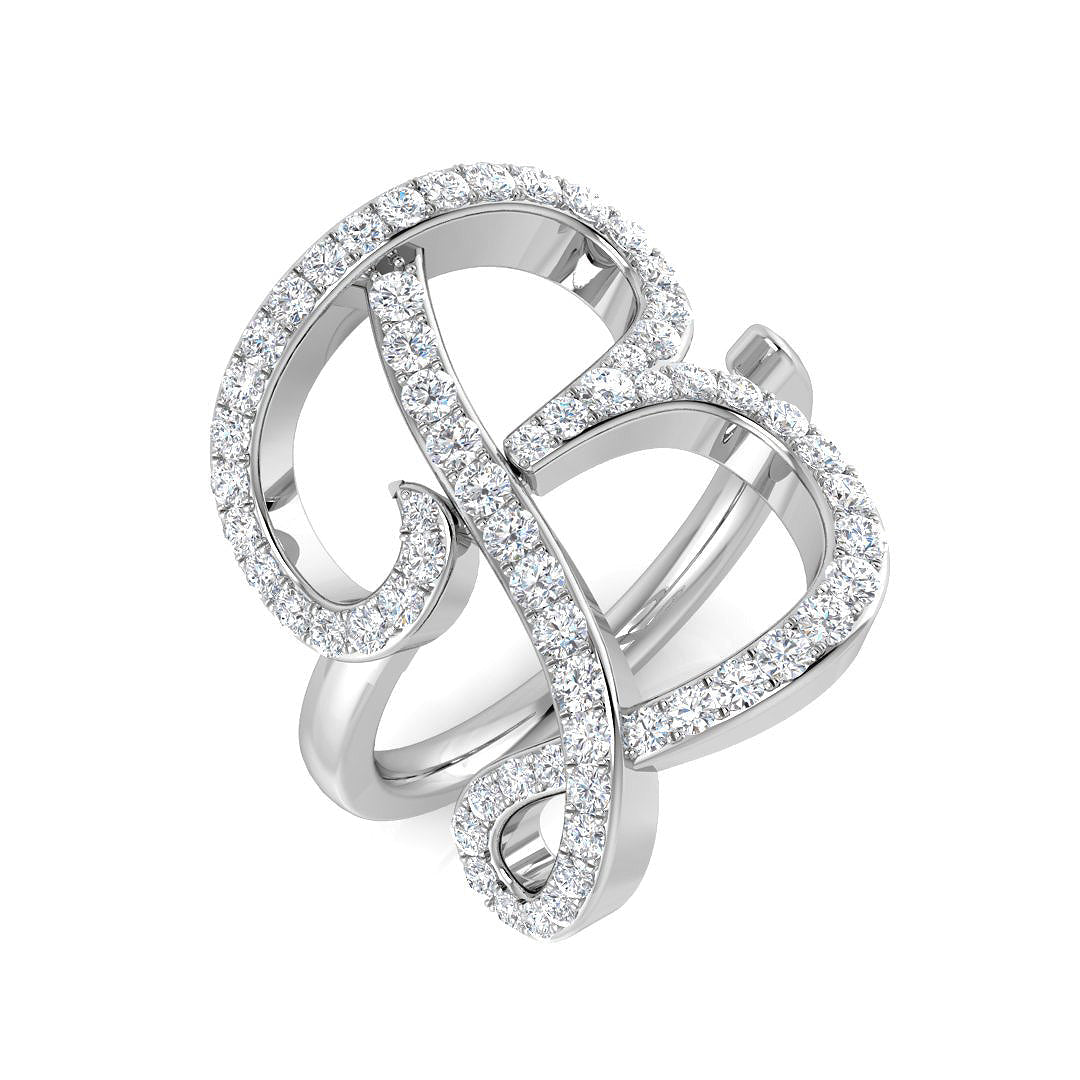 Initials Diamond Ring 0.75ct – SR3260-B – 18k White Gold