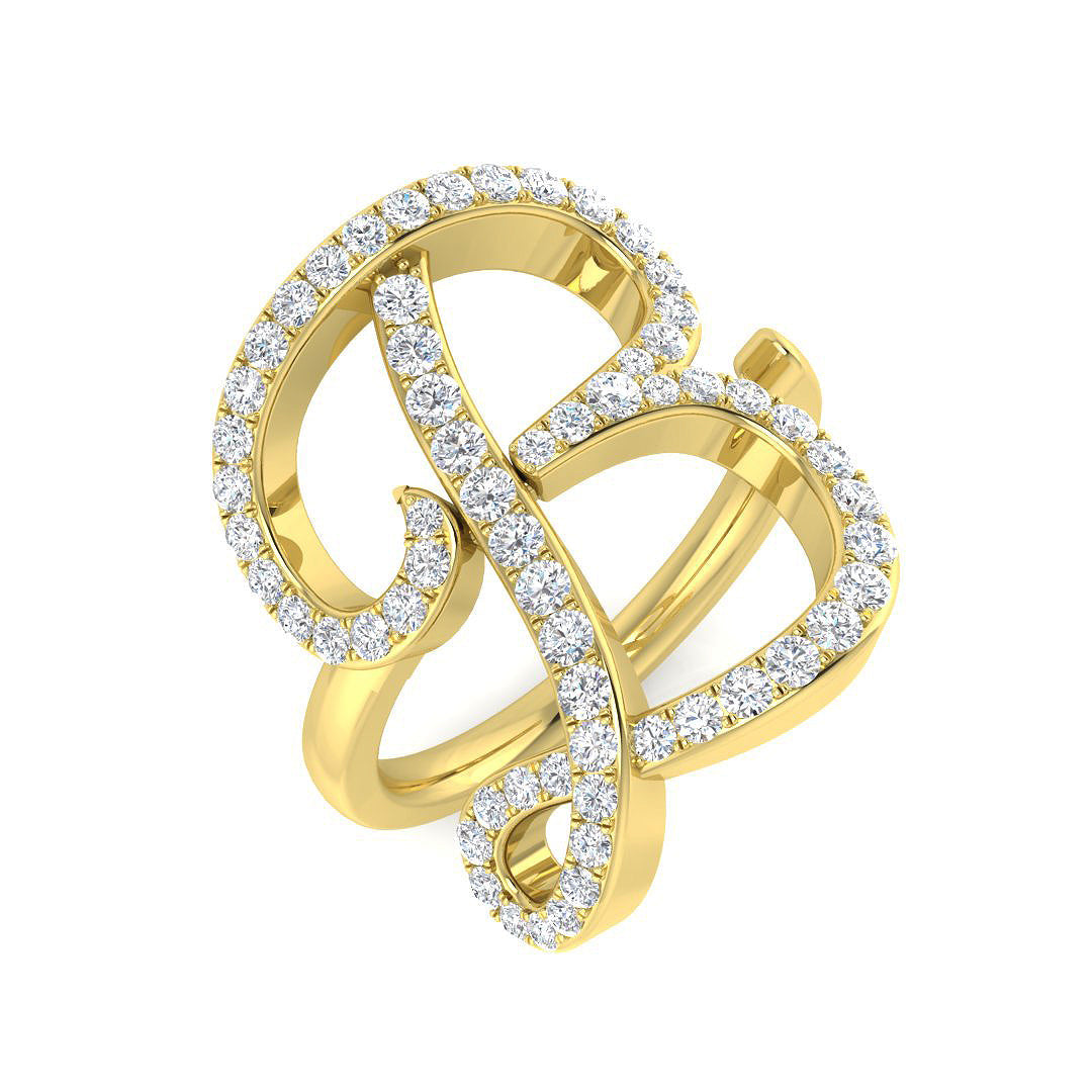 Initials Diamond Ring 0.75ct – SR3260-B – 18k Yellow Gold