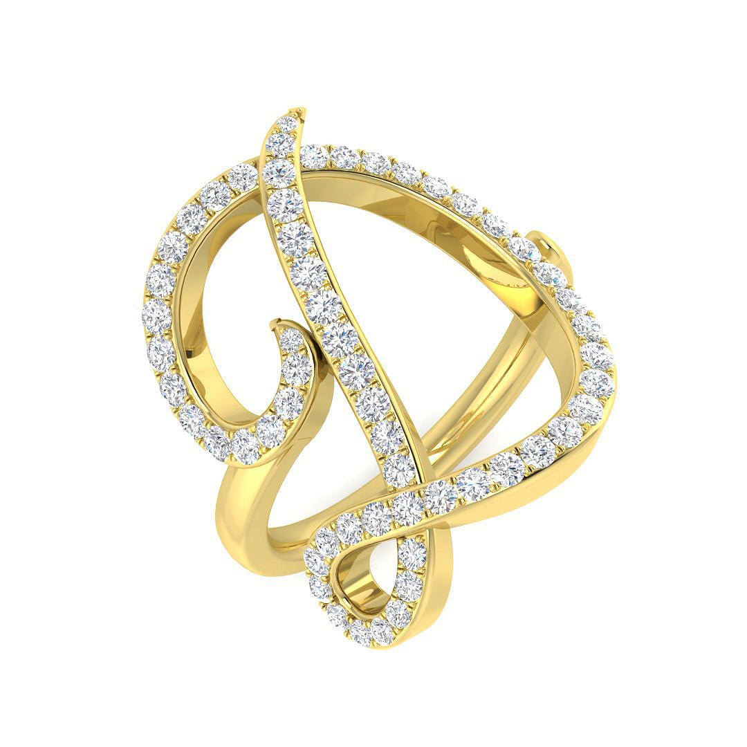 Initials Diamond Ring 0.65ct – SR3260-D – 18k Yellow Gold