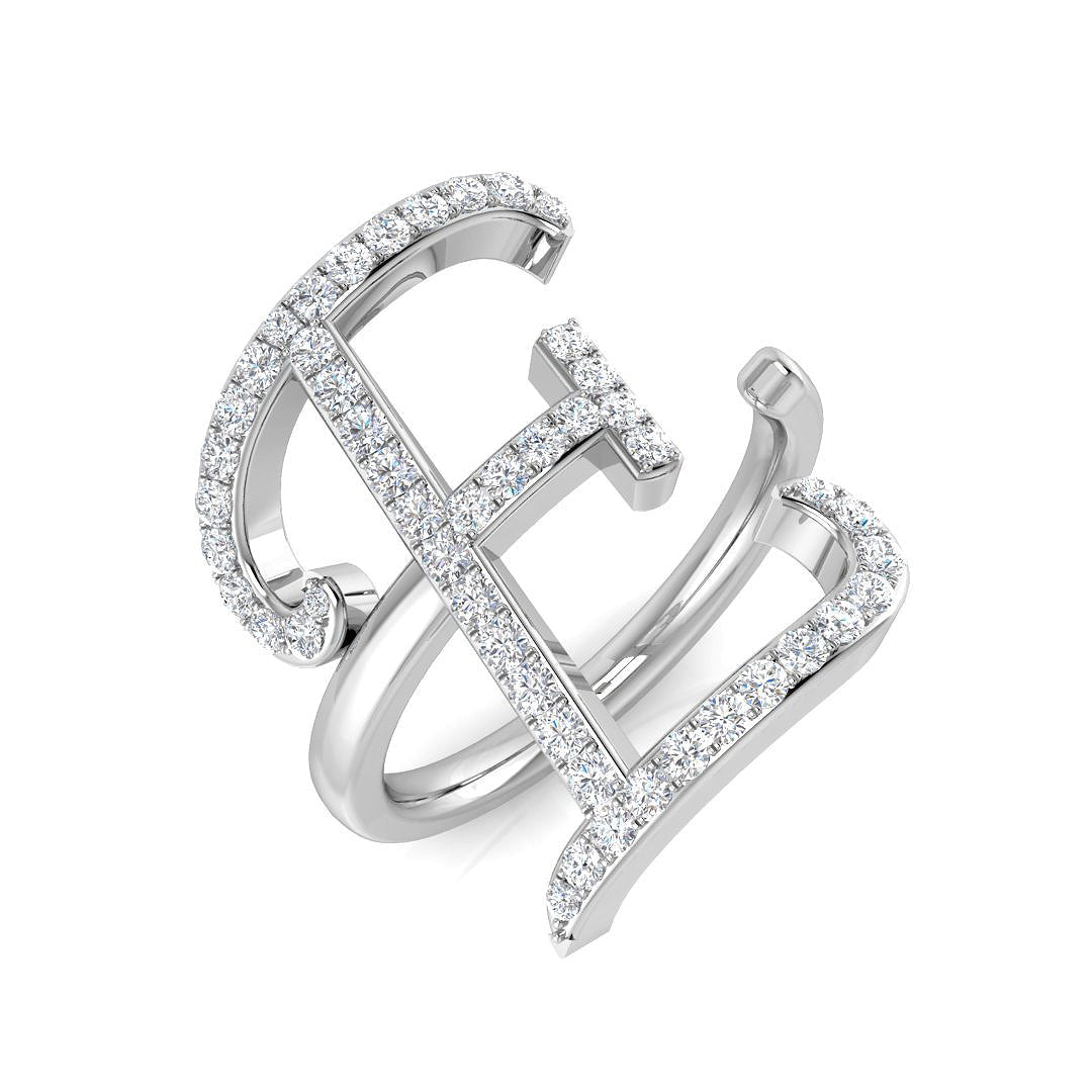 Initials Diamond Ring 0.55ct – SR3260-E – 18k White Gold