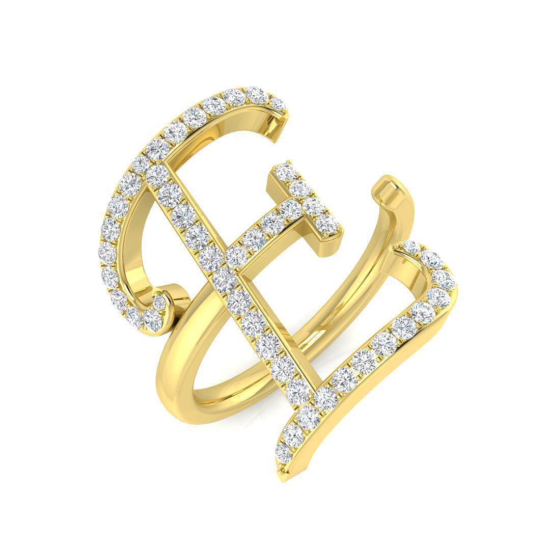 Initials Diamond Ring 0.55ct – SR3260-E – 18k Yellow Gold