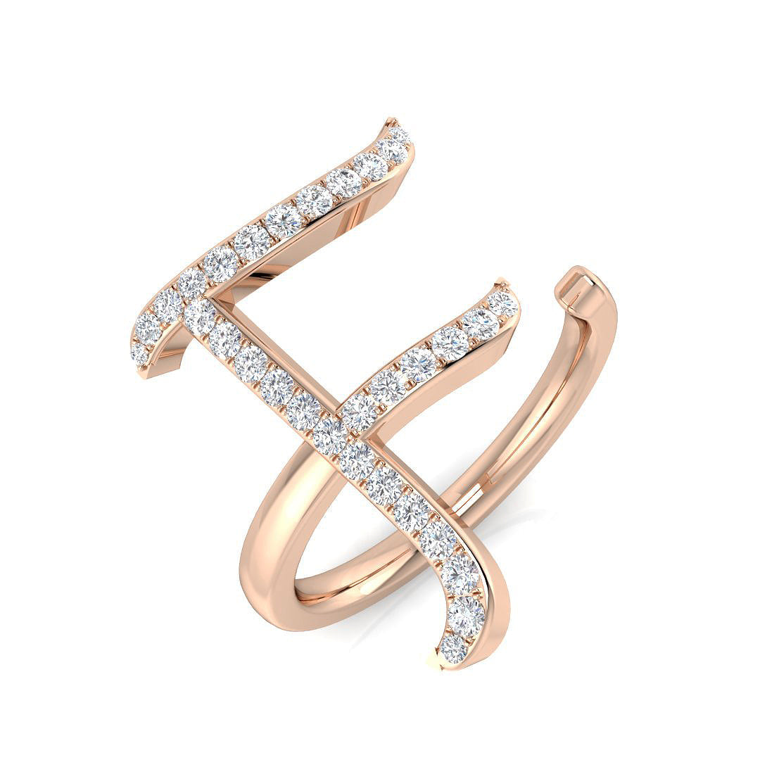 Initials Diamond Ring 0.35ct – SR3260-F – 18k Rose Gold