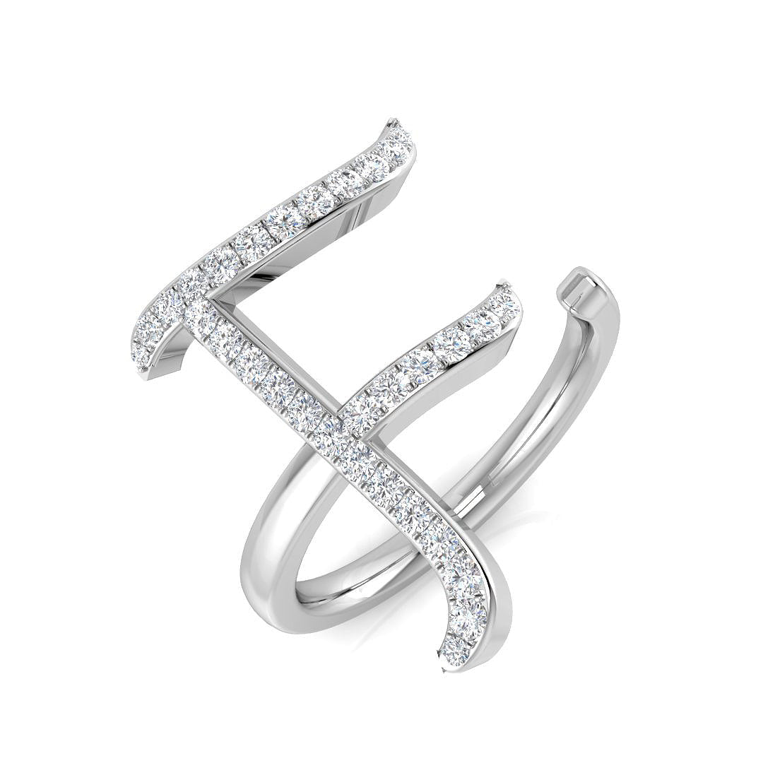 Initials Diamond Ring 0.35ct – SR3260-F – 18k White Gold