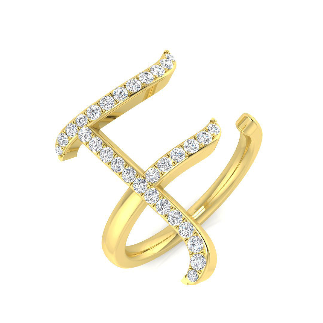 Initials Diamond Ring 0.35ct – SR3260-F – 18k Yellow Gold