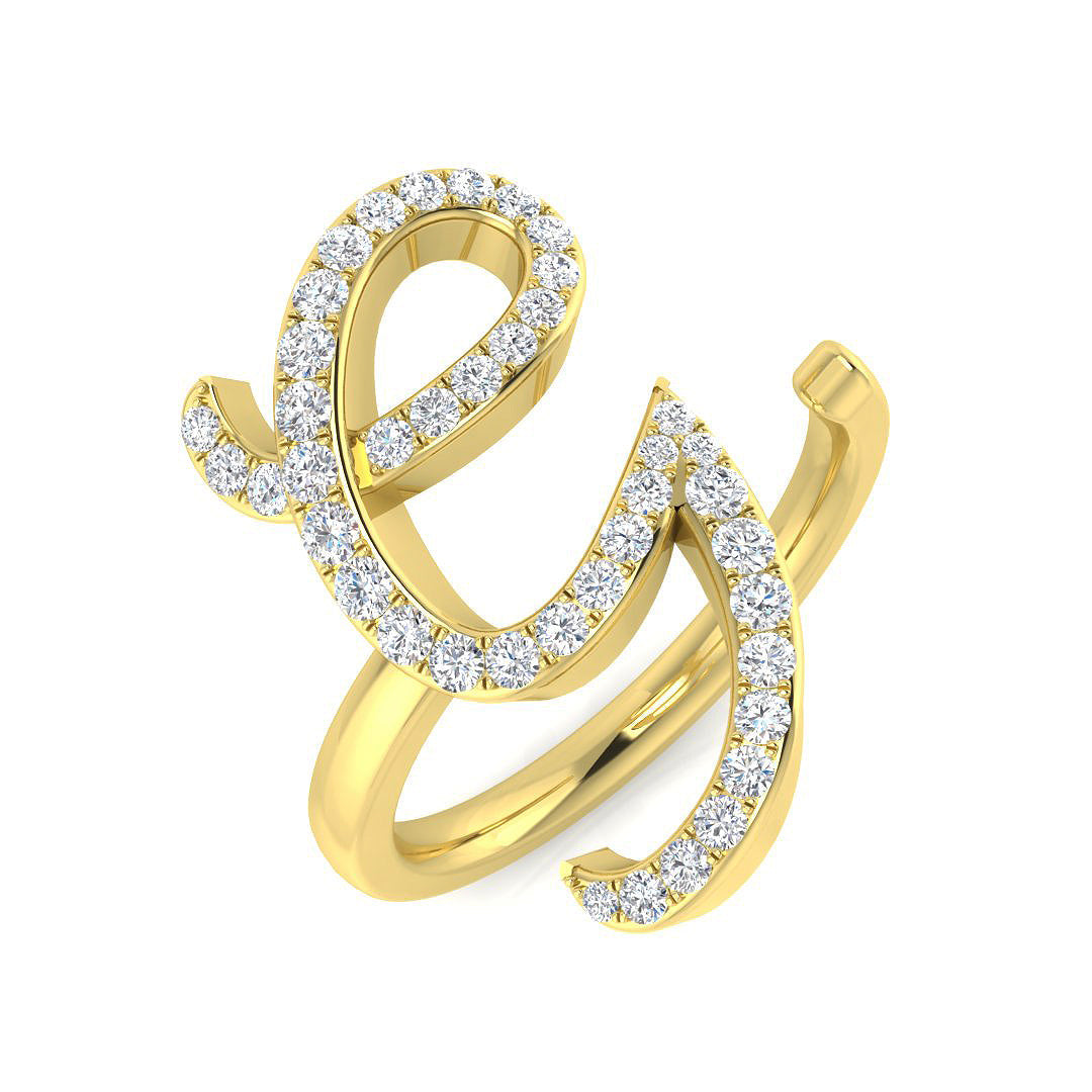 Initials Diamond Ring 0.4ct – SR3260-G – 18k Yellow Gold