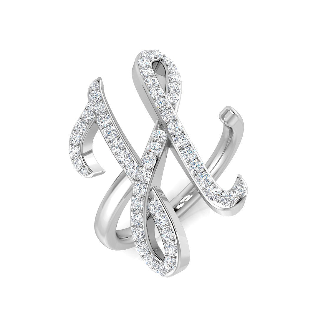 Initials Diamond Ring 0.55ct – SR3260-H – 18k White Gold