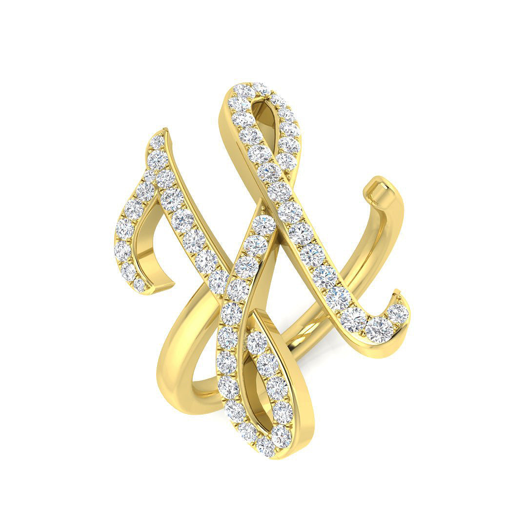 Initials Diamond Ring 0.55ct – SR3260-H – 18k Yellow Gold