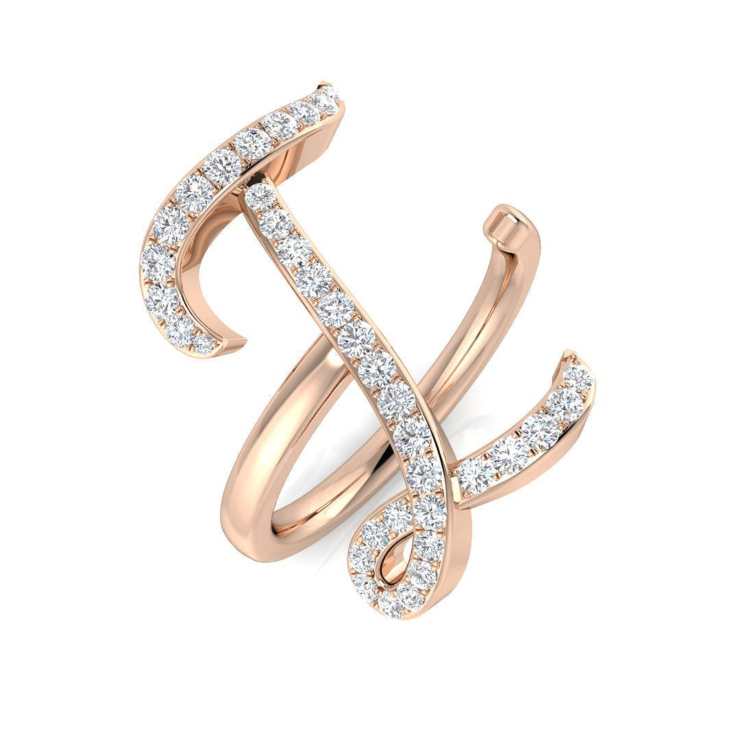 Initials Diamond Ring 0.45ct – SR3260-I – 18k Rose Gold